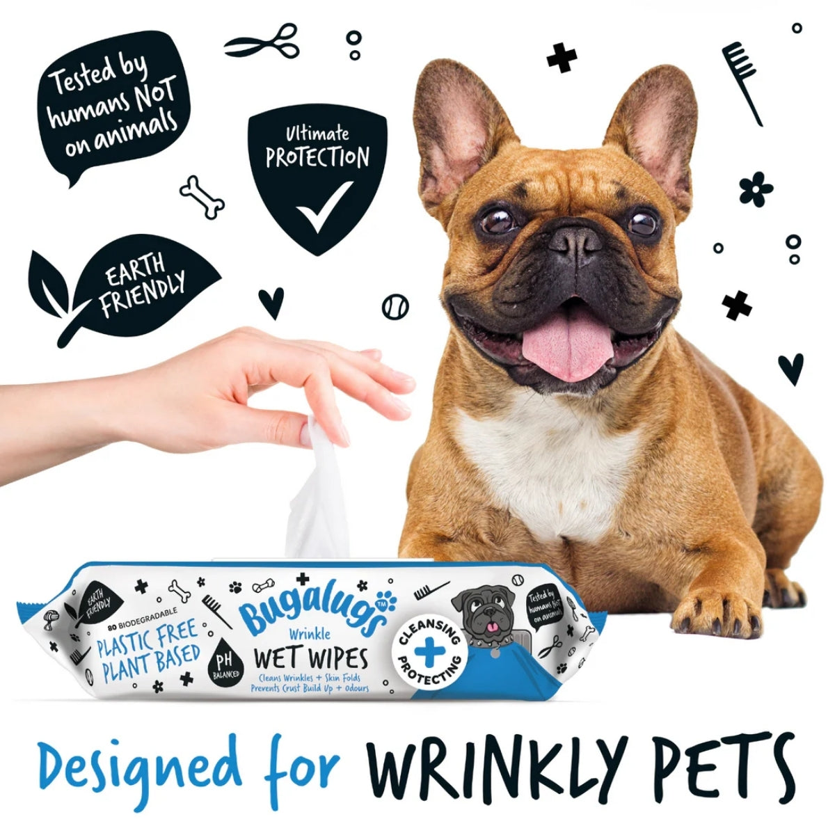 Toallita Mascotas Bio Pliegues y Arrugas Wrinkle Bugalugs