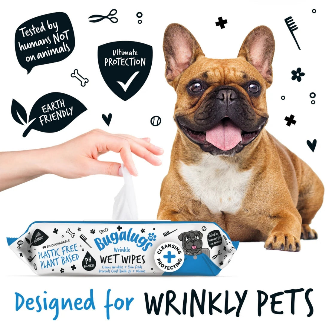 Toallita Mascotas Bio Pliegues y Arrugas Wrinkle Bugalugs