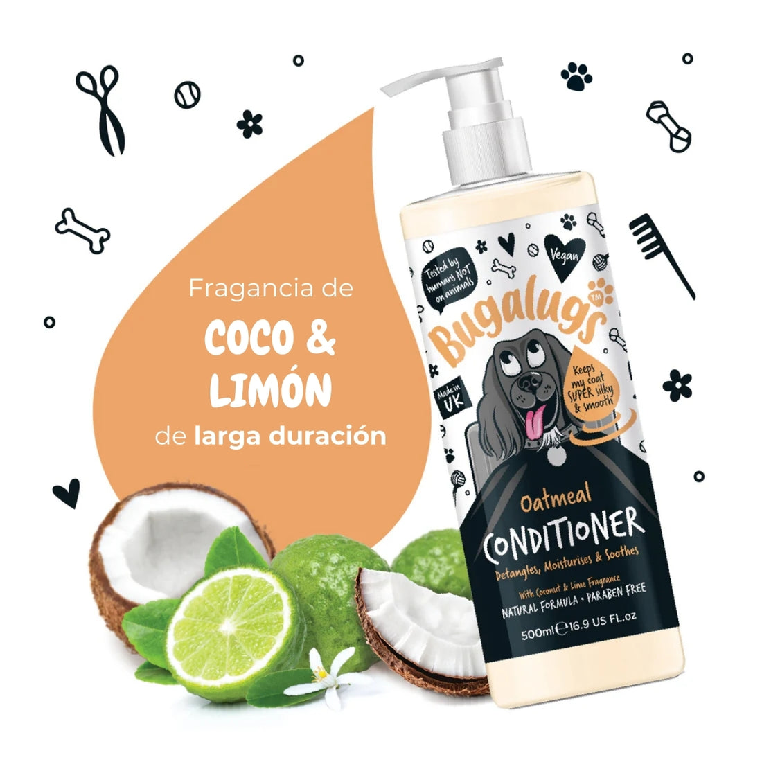 Acondicionador Mascotas Calmante Avena Bugalugs