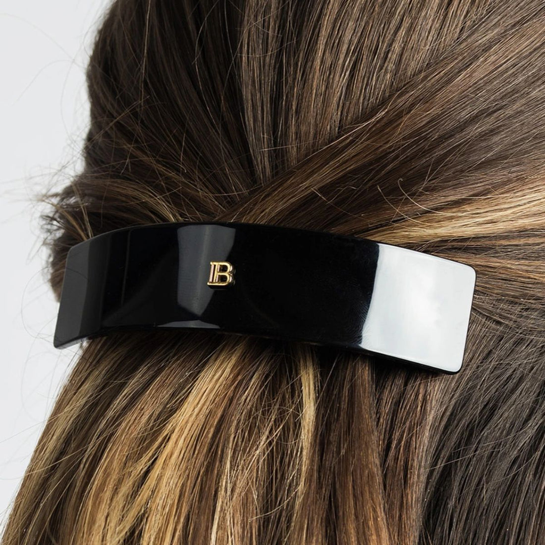 Barrette Black L Logo 18K Balmain