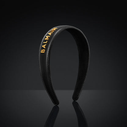 Cintillo Diadema Cuero Logo 18K Balmain